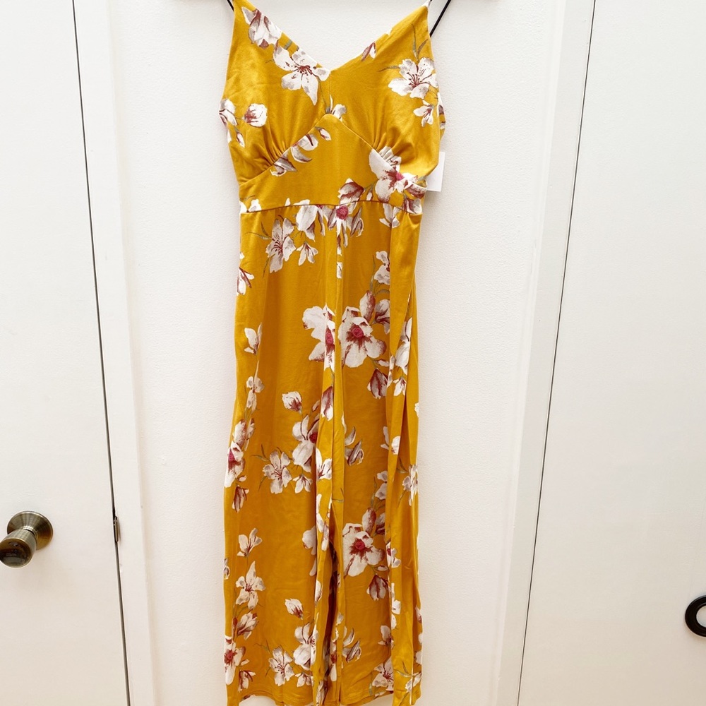 POLLY & ESTHER Mustard Floral Jumpsuit